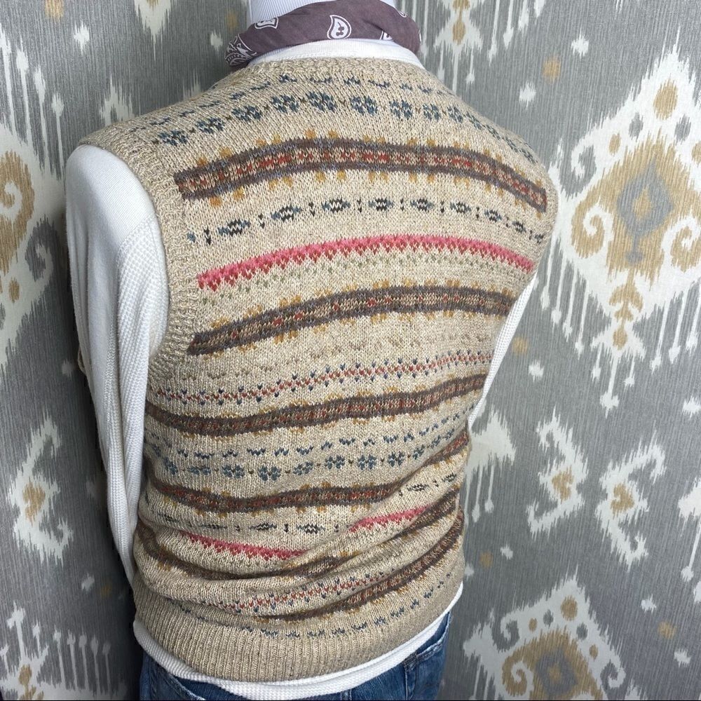 Double RRL Tan Multi Fair-isle V Neck Sweater Vest - Picture 13 of 16